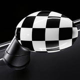 Mini Cooper Checkered Mirror Caps Covers Set OEM
